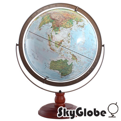 17吋超大地形行政圖雙環立體浮雕地球儀(附燈)