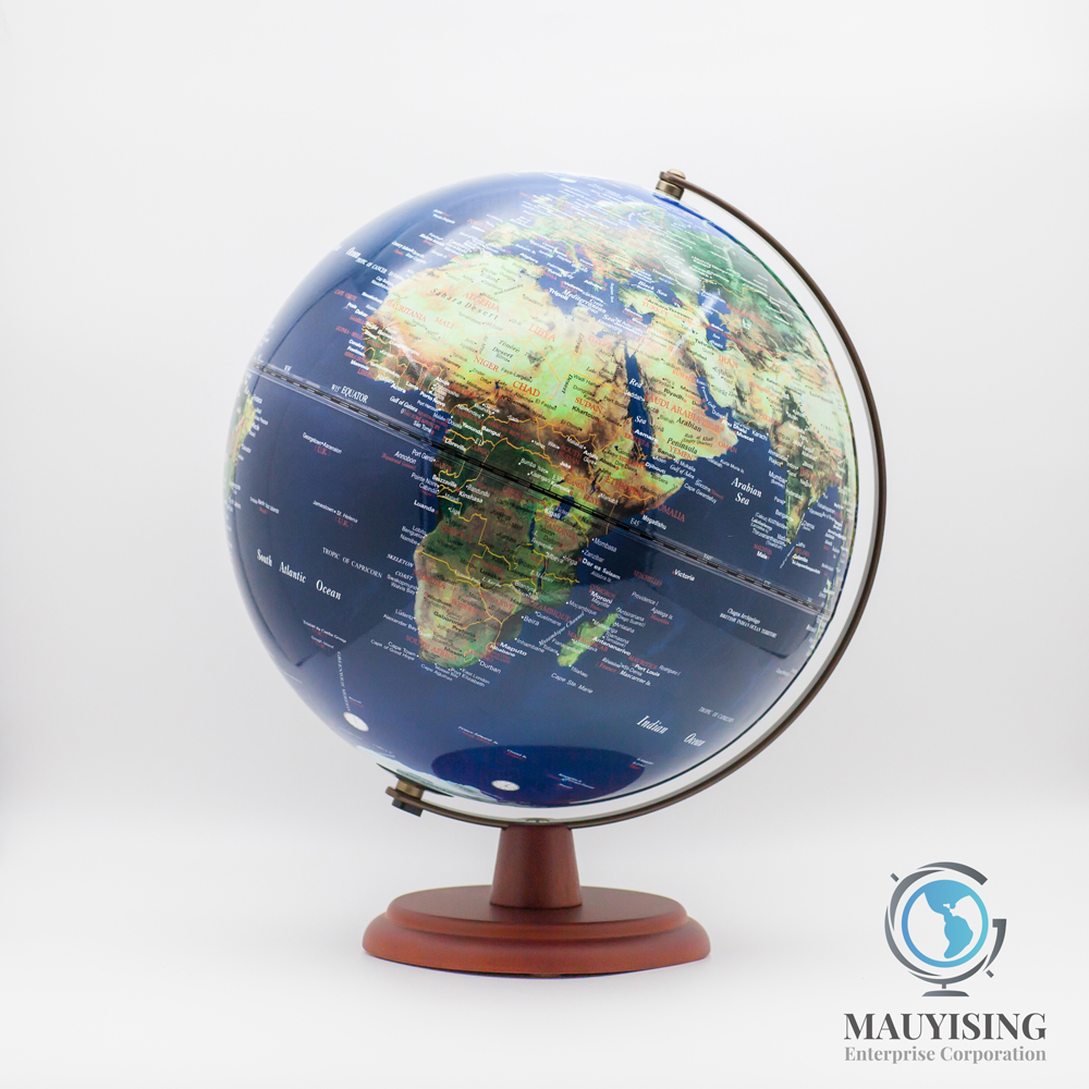 12吋衛星球205木頭底座地球儀-附燈