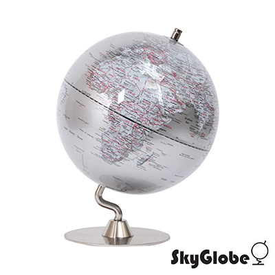 10吋銀色時尚金屬底座地球儀(英文版)