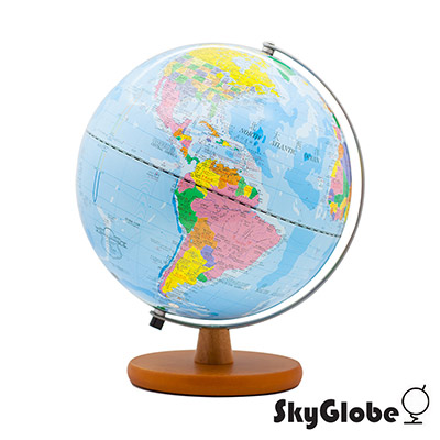 SKYGLOBE 12吋藍色海洋霧面銀手臂地球儀(附燈/中英文對照)