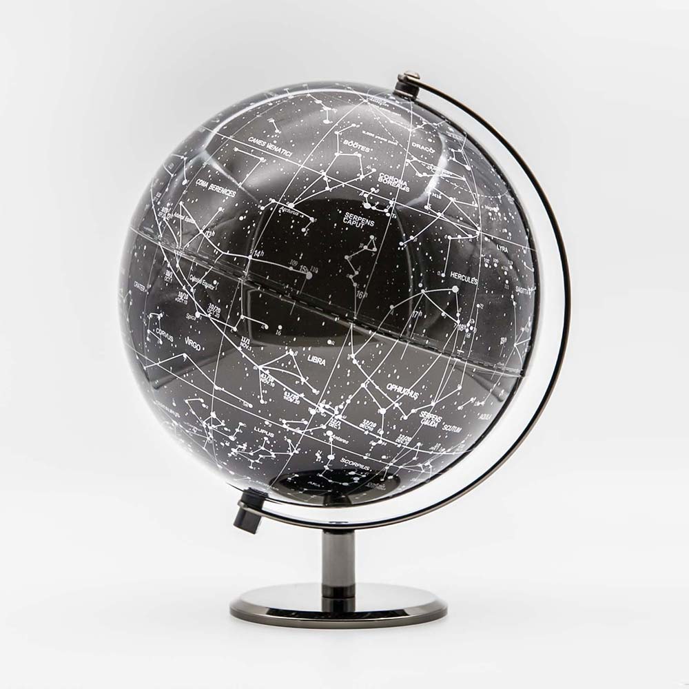 SKYGLOBE 10吋星座烤黑半原始底座地球儀-黑