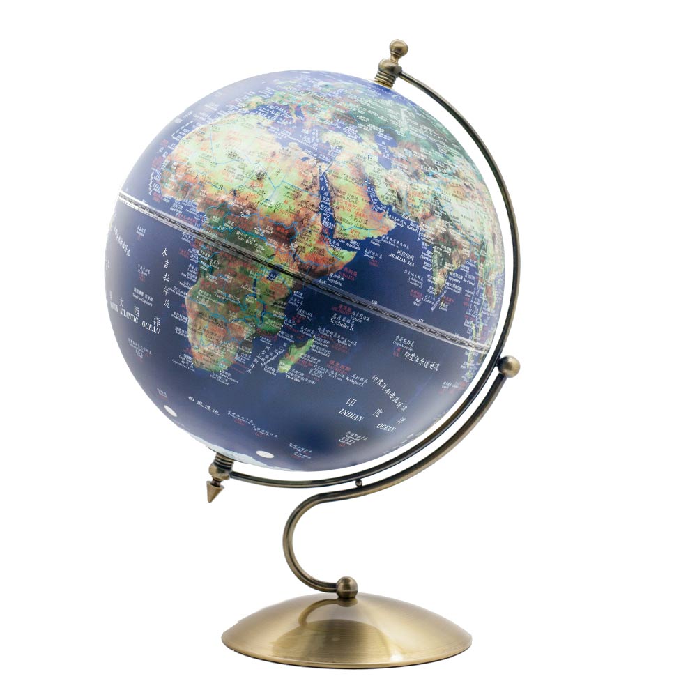 12吋衛星邑森S古銅底座地球儀(中英文對照)